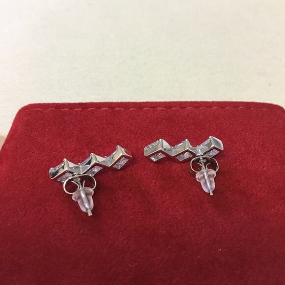 Silver Trio Crystal Earrings - Picture 8 of 8